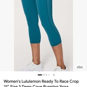 lululemon athletica Ready To Race Crop 21" Capri leggings in Deep Cove Teal